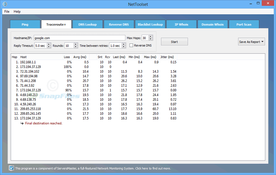 screen capture of NetToolset