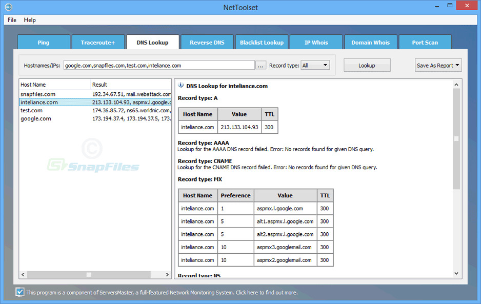 screenshot of NetToolset