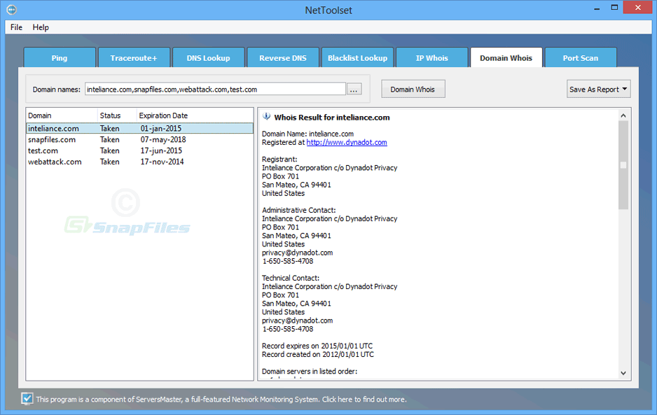 screenshot of NetToolset