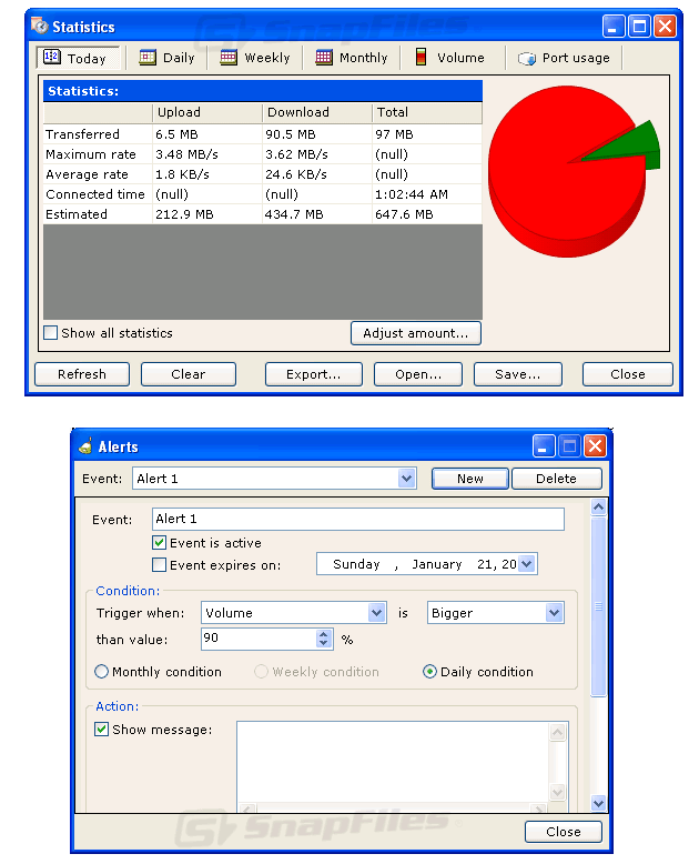 screenshot of NET Traffic Meter