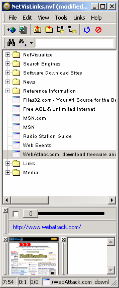 screen capture of NetVisualize Favorites Organizer