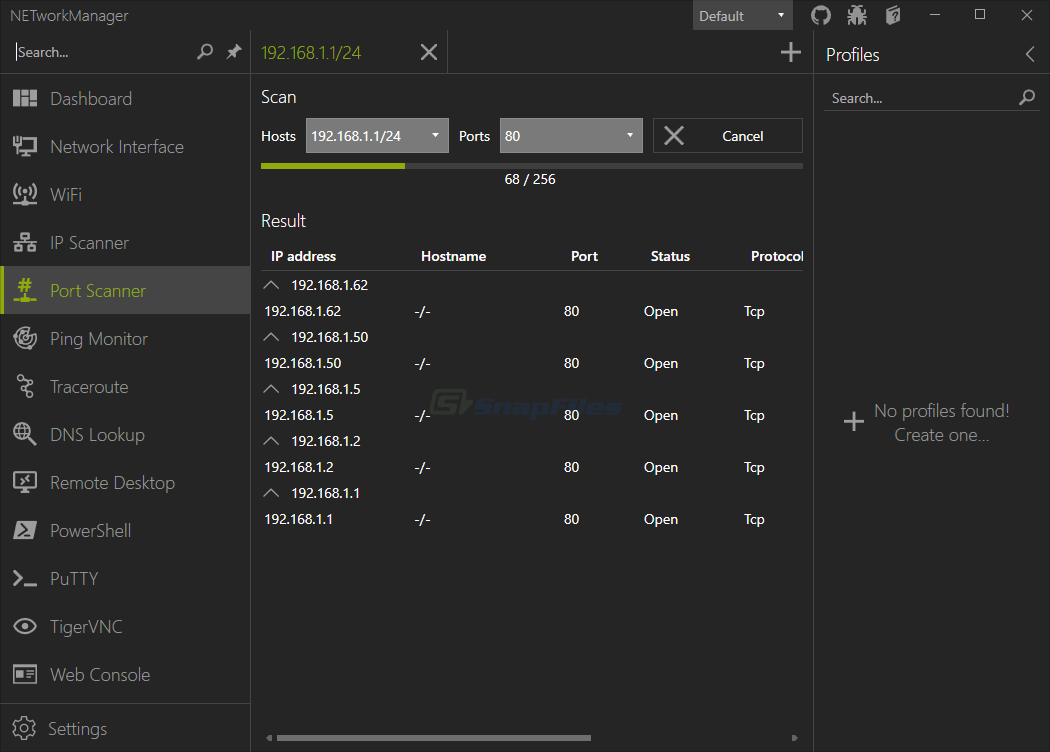 screenshot of NETworkManager