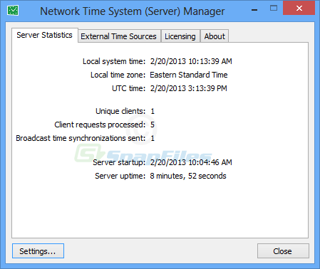 screen capture of Network Time System