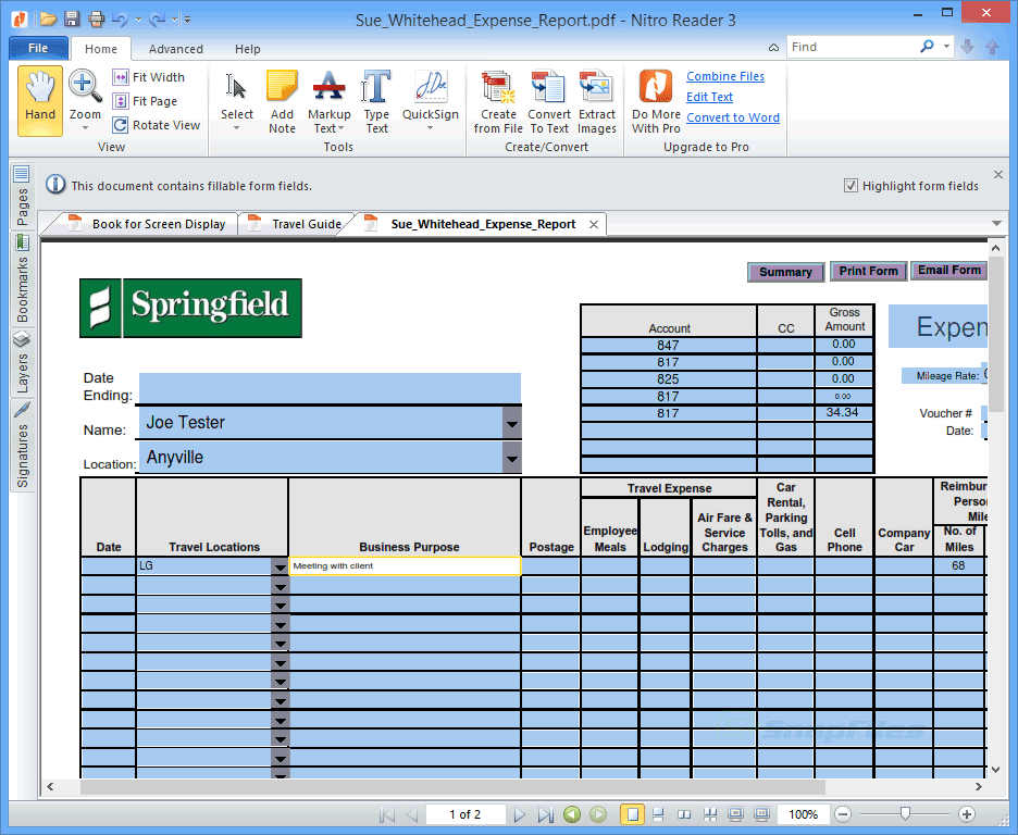 screenshot of Nitro PDF Reader