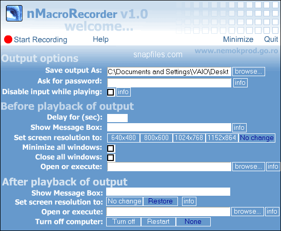 screen capture of nMacro Recorder