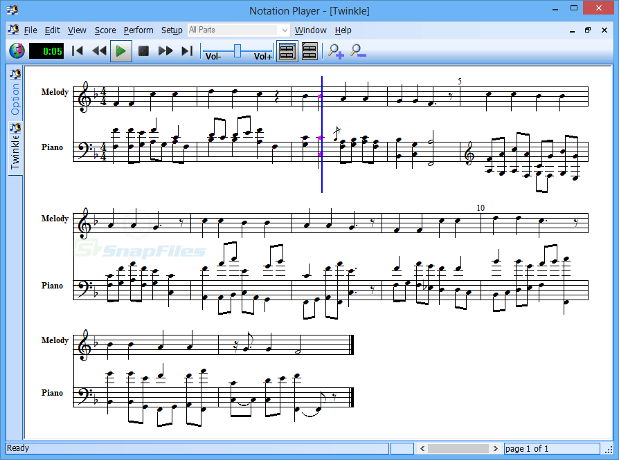 screen capture of Notation Player