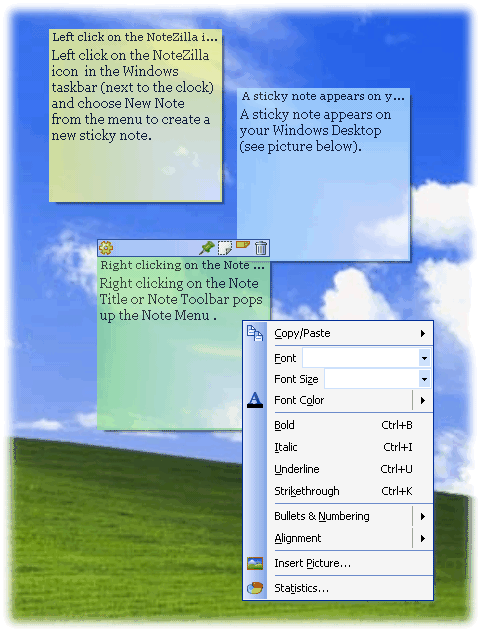 screen capture of NoteZilla
