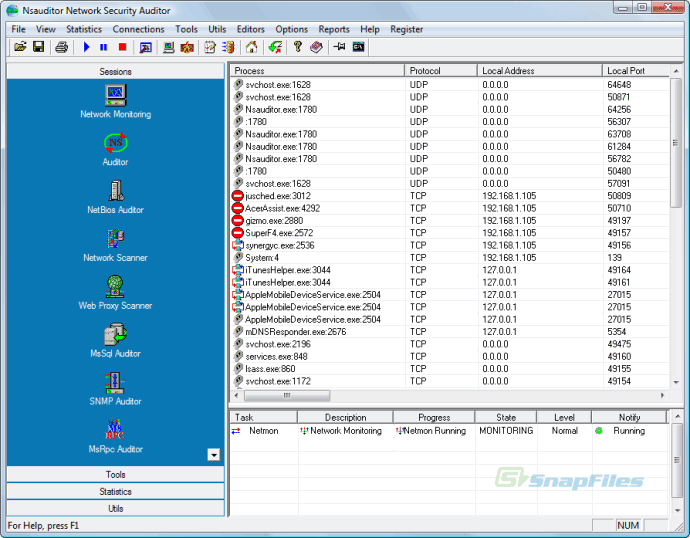 screen capture of Nsauditor Network Security Auditor