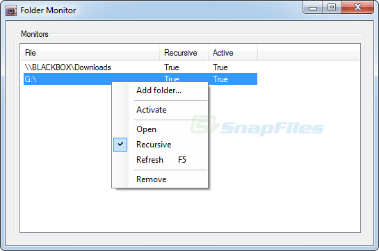 screen capture of Nodesoft Folder Monitor