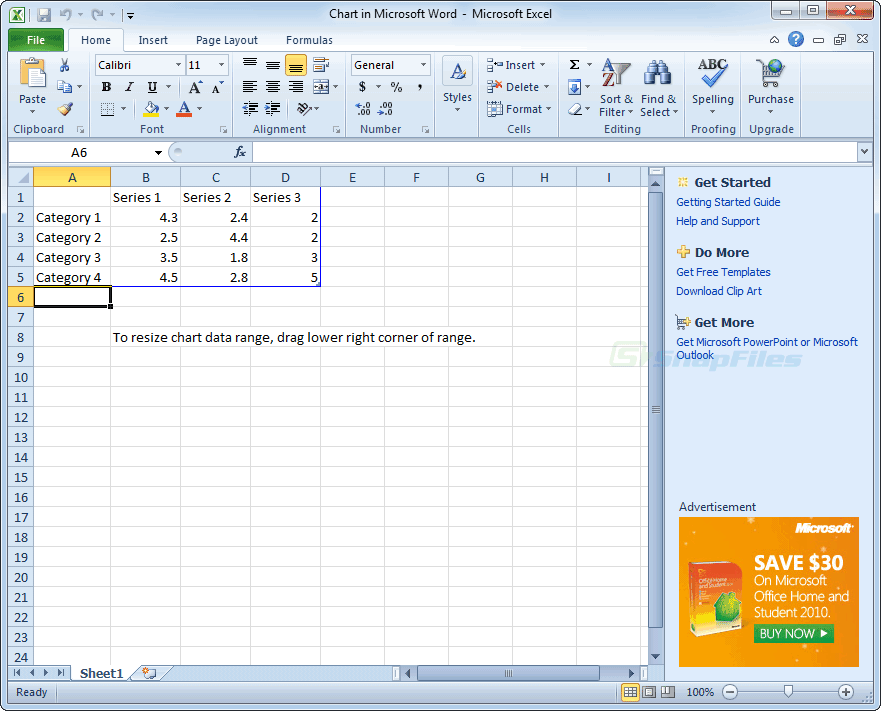 screenshot of Microsoft Office Starter