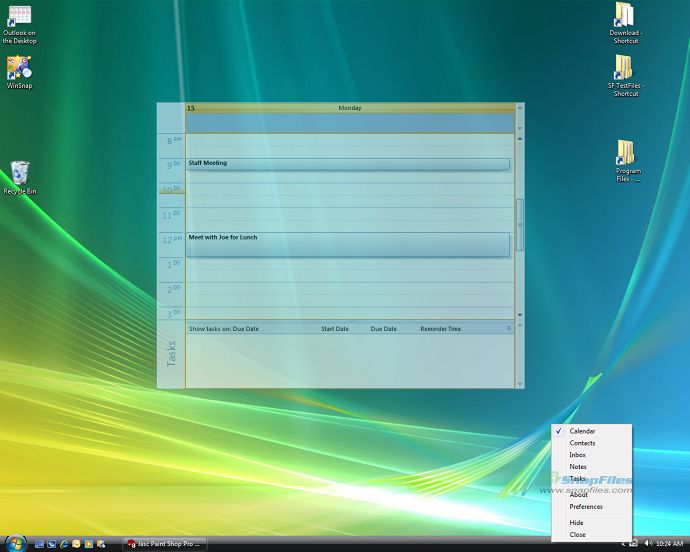 screen capture of Outlook on the Desktop