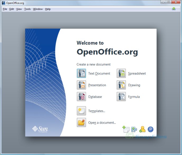 screen capture of OpenOffice