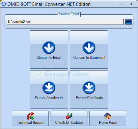 screen capture of OmidSoft Email Converter