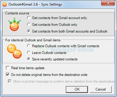 screenshot of Outlook4Gmail