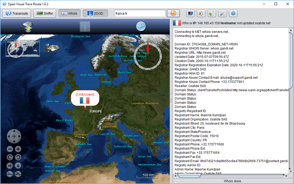 screenshot of Open Visual Traceroute