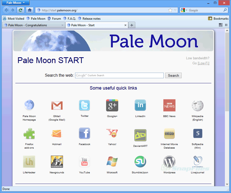 screen capture of Pale Moon