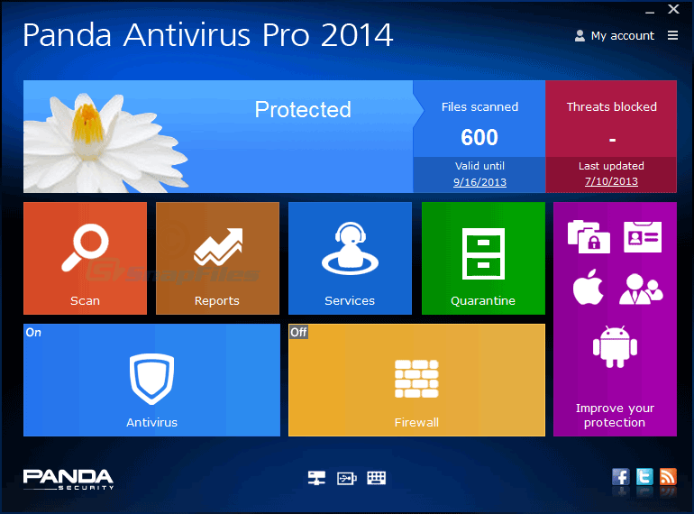 screen capture of Panda Antivirus Pro