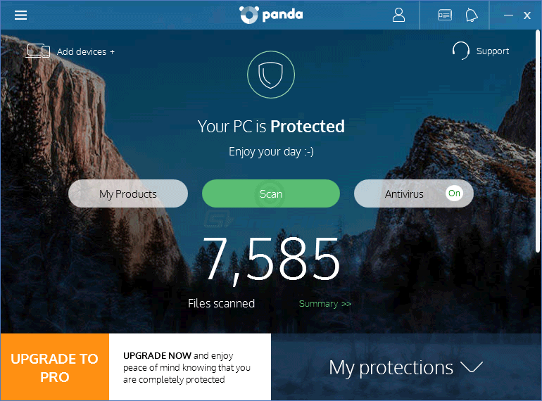 screen capture of Panda Free Antivirus