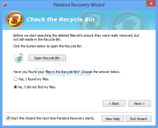 screenshot of Pandora Recovery