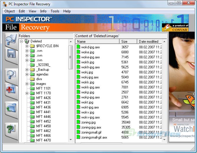 screen capture of PC Inspector File Recovery