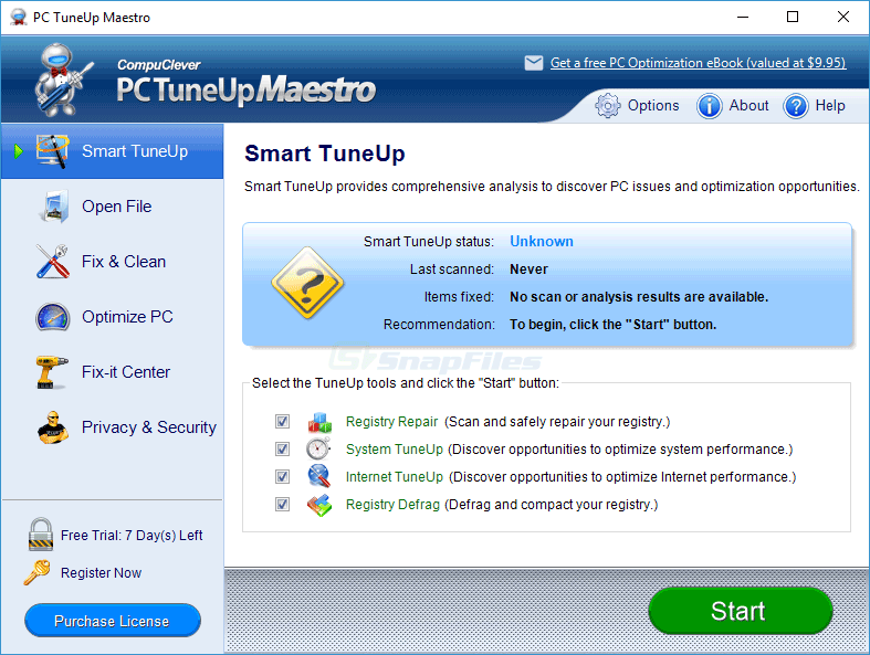 screen capture of PC TuneUp Maestro