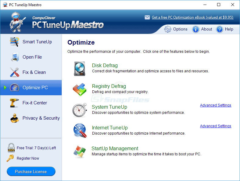 screenshot of PC TuneUp Maestro