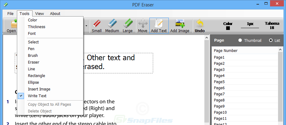 screenshot of PDF Eraser