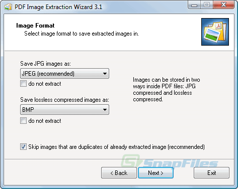 screenshot of PDF Image Extraction Wizard
