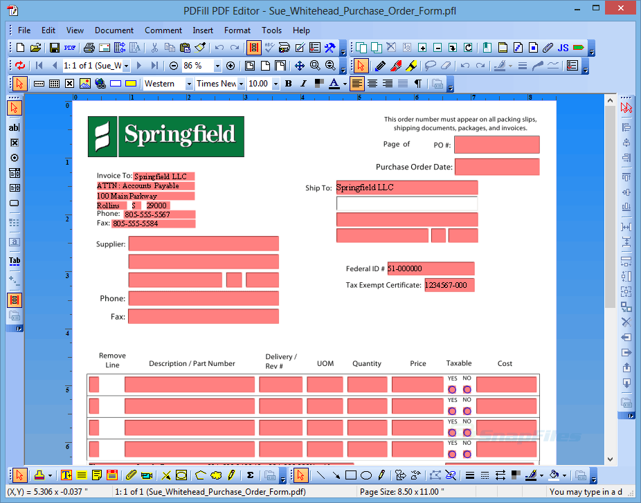 screen capture of PDFill PDF Editor