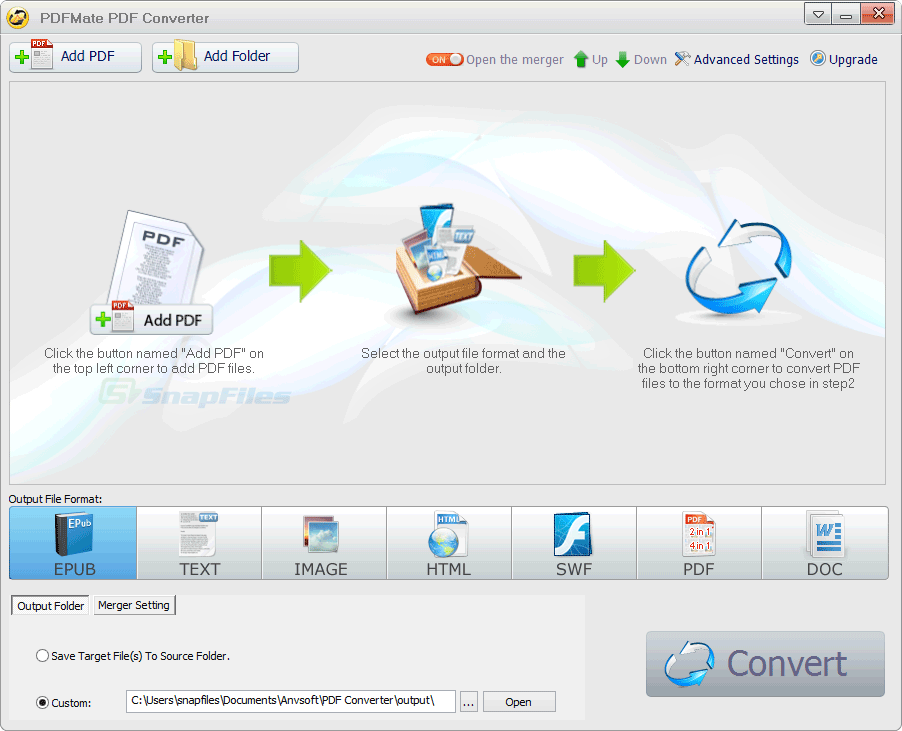 screen capture of PDFMate PDF Converter Free