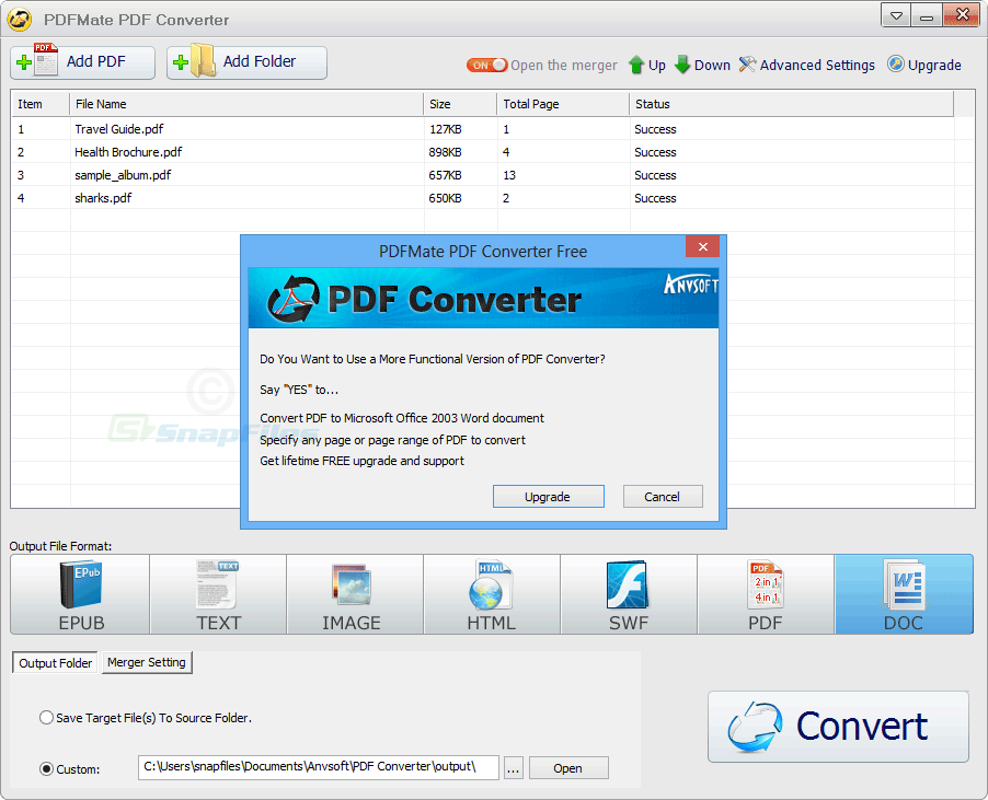 screenshot of PDFMate PDF Converter Free