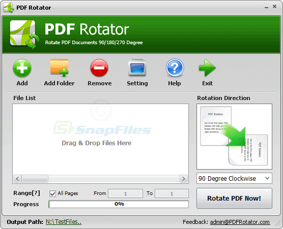 screen capture of PDF Rotator