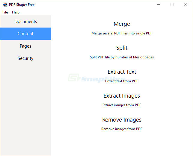 screenshot of PDF Shaper Free