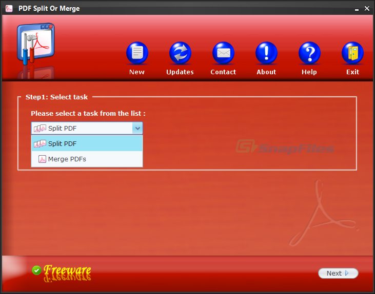 screen capture of PDF Split Or Merge