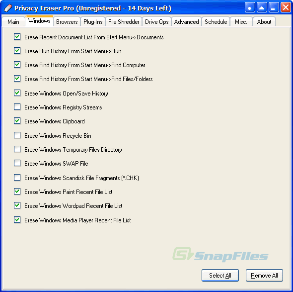 screenshot of Privacy Eraser Pro