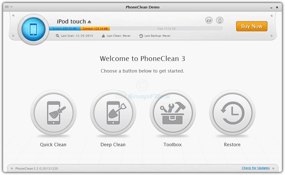 screen capture of PhoneClean