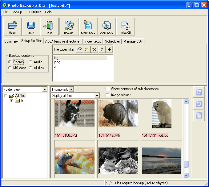 screen capture of Photo Backup