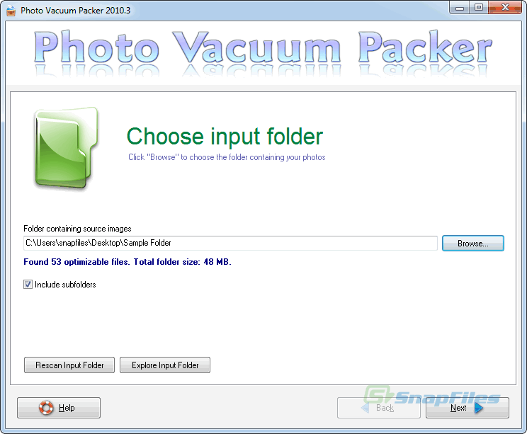 screenshot of Photo Vacuum Packer