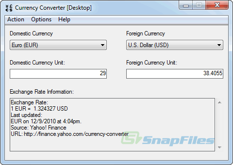 screen capture of Pico Currency Converter