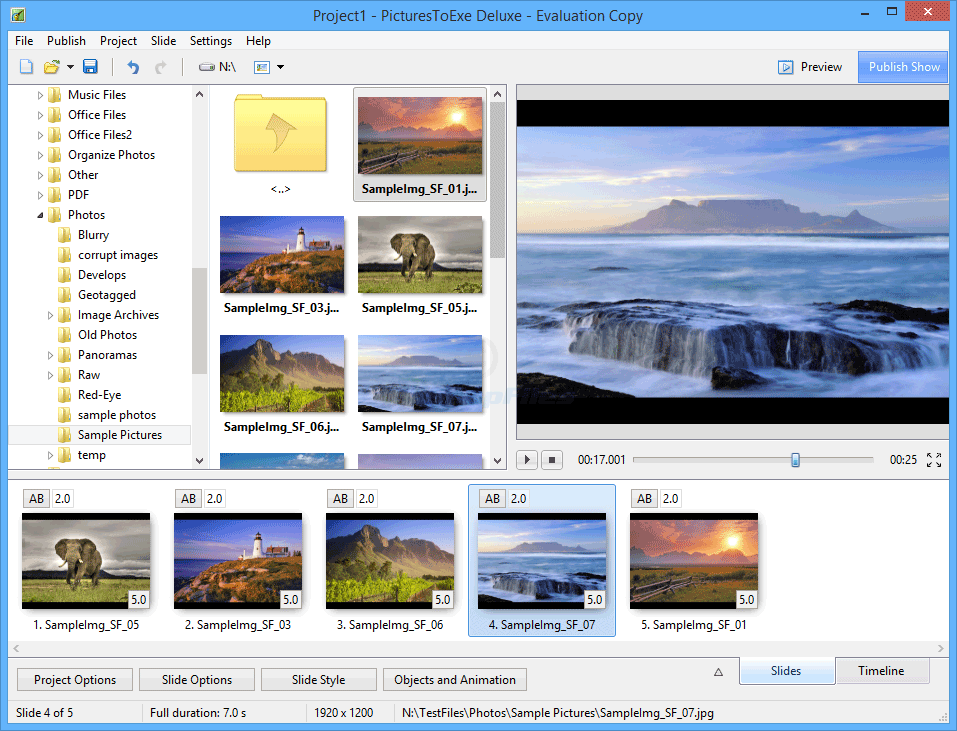 screen capture of PicturesToExe Deluxe