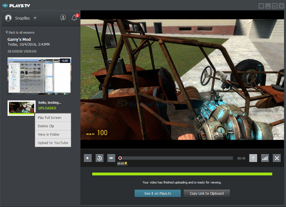 screenshot of Plays.tv Client