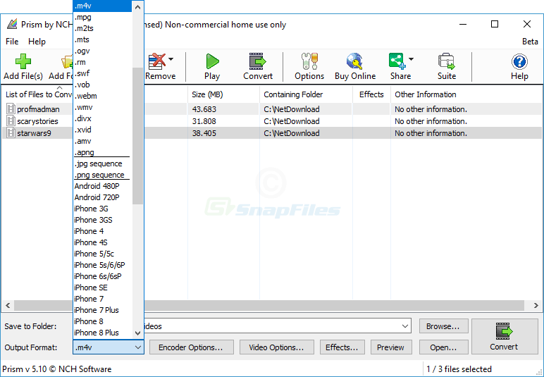 screenshot of Prism Video File Converter