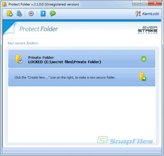 screen capture of Protect Folder