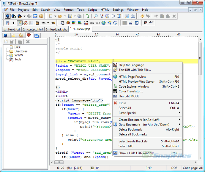 screen capture of PSPad Editor