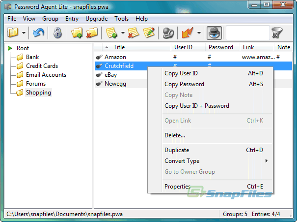 screen capture of Password Agent