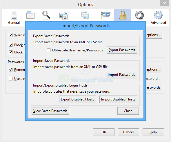screen capture of Firefox Password Exporter