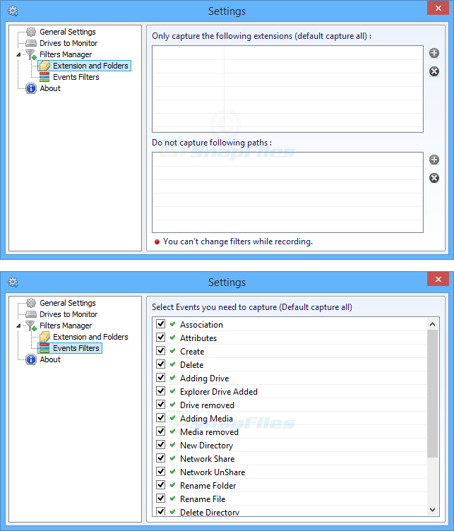 screenshot of Phrozen Windows File Monitor