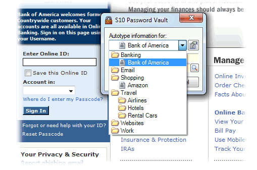 screenshot of S10 Password Vault