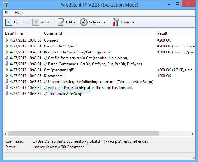 screen capture of PyroBatchFTP