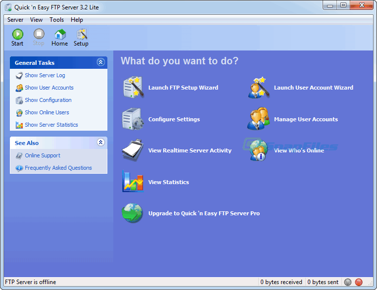 screen capture of Quick `n Easy FTP Server Lite